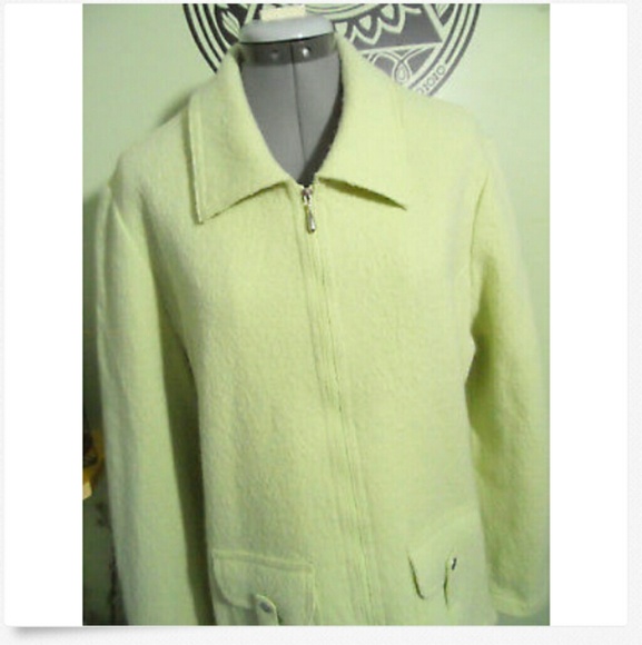 PICADILLY Boiled Wool Sweater Coat XL Mint Green - Picture 2 of 6